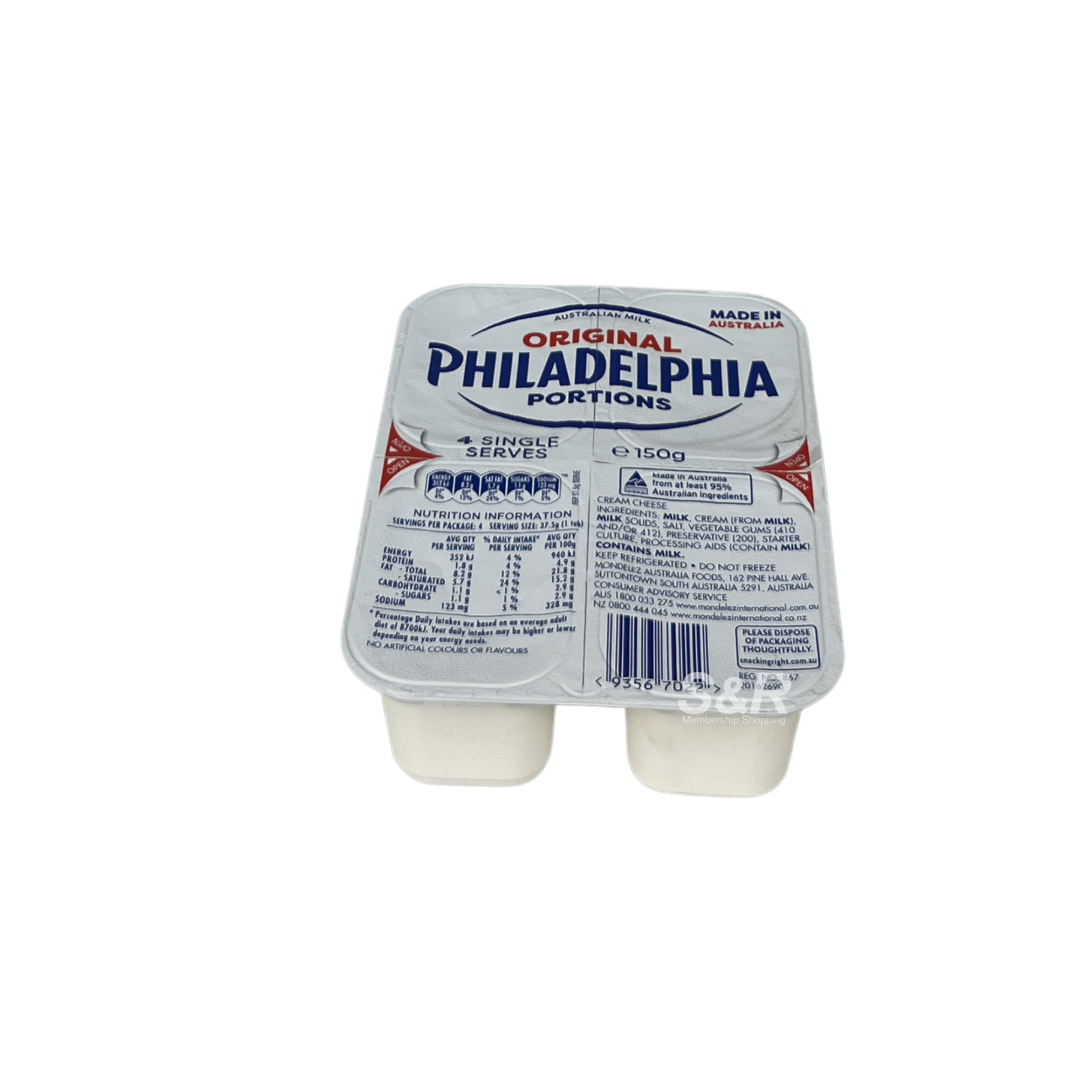 Philadelphia Cream Cheese Portions 150g x 4 single serves Philadelphia Cream Cheese Portions 150g x 4 single serves